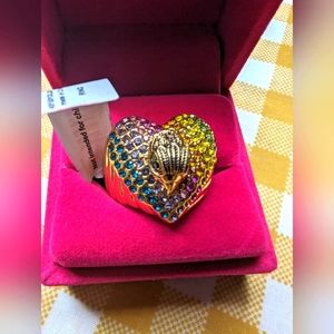❌ SOLD Kurt Geiger multi color stone heart ring.